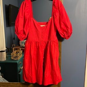 Anthropologie red dress, button front. New with tags